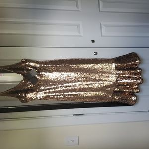 Saloni Aiden Gold Sequin Dress
